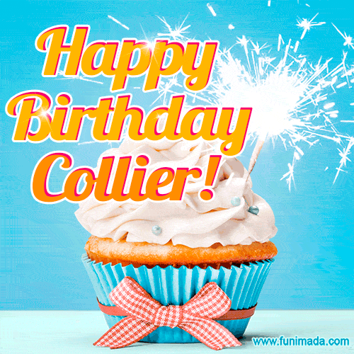 Happy Birthday, Collier! Elegant cupcake with a sparkler.