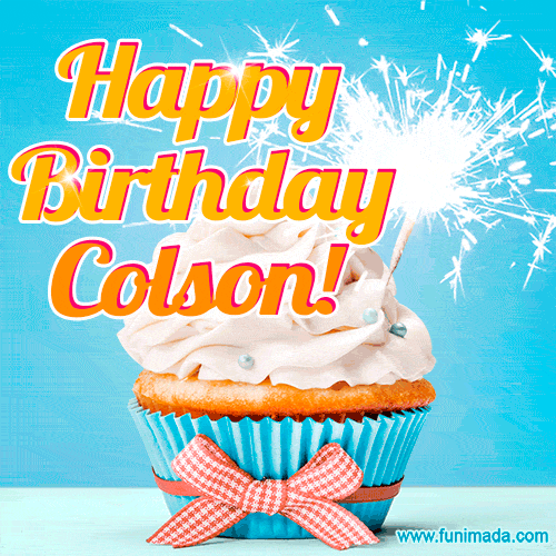 Happy Birthday, Colson! Elegant cupcake with a sparkler.