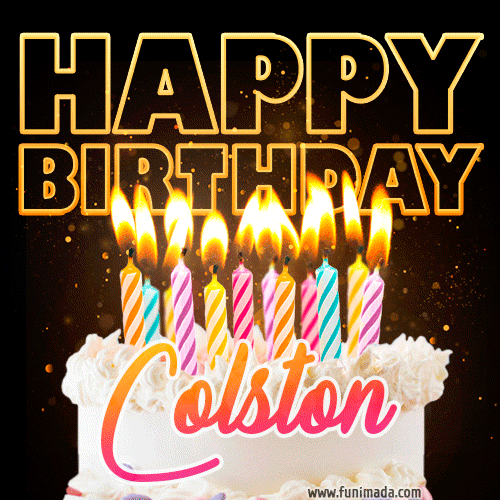 Colston - Animated Happy Birthday Cake GIF for WhatsApp