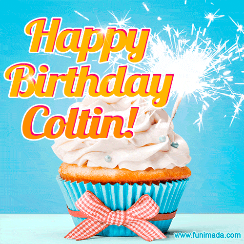 Happy Birthday, Coltin! Elegant cupcake with a sparkler.