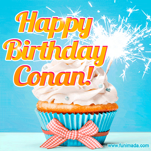 Happy Birthday, Conan! Elegant cupcake with a sparkler.