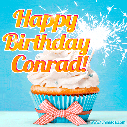 Happy Birthday, Conrad! Elegant cupcake with a sparkler.