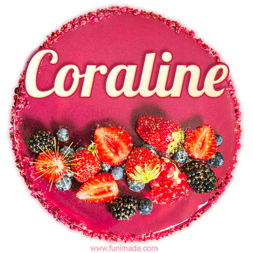 Happy Birthday Cake with Name Coraline - Free Download
