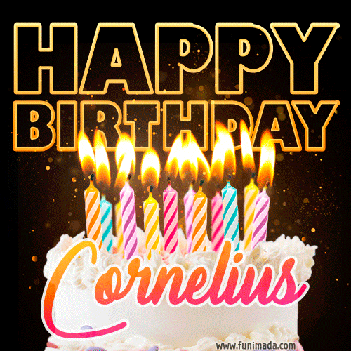Cornelius - Animated Happy Birthday Cake GIF for WhatsApp