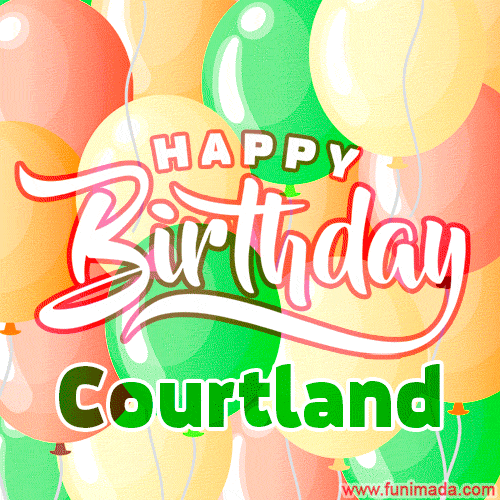 Happy Birthday Image for Courtland. Colorful Birthday Balloons GIF Animation.