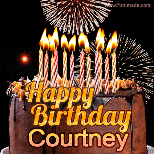 Chocolate Happy Birthday Cake for Courtney (GIF)