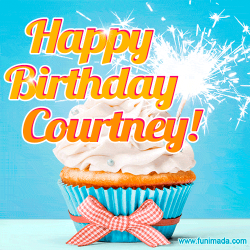 Happy Birthday, Courtney! Elegant cupcake with a sparkler. — Download on Funimada.com
