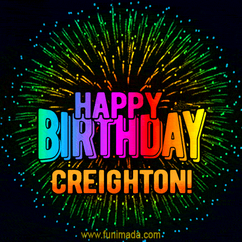 New Bursting with Colors Happy Birthday Creighton GIF and Video with Music