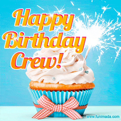 Happy Birthday, Crew! Elegant cupcake with a sparkler.