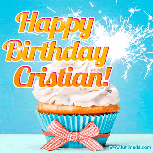Happy Birthday, Cristian! Elegant cupcake with a sparkler.