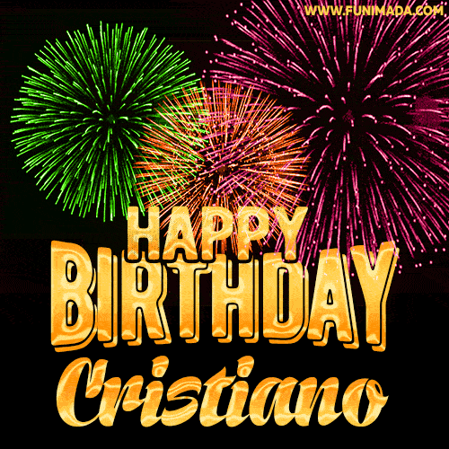 Wishing You A Happy Birthday, Cristiano! Best fireworks GIF animated greeting card.
