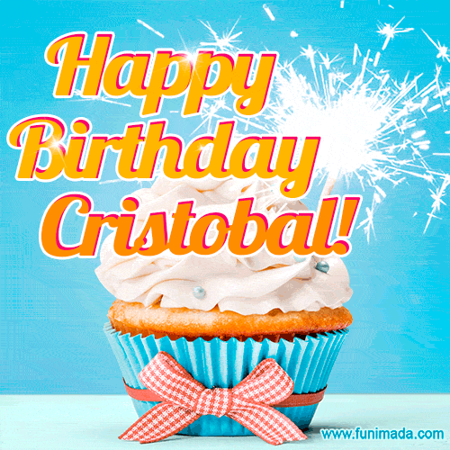 Happy Birthday, Cristobal! Elegant cupcake with a sparkler.