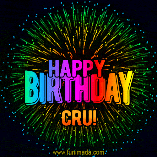 New Bursting with Colors Happy Birthday Cru GIF and Video with Music