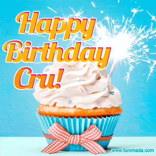 Happy Birthday, Cru! Elegant cupcake with a sparkler.