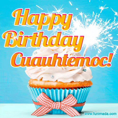Happy Birthday, Cuauhtemoc! Elegant cupcake with a sparkler.