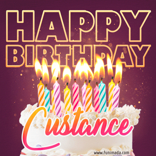 Custance - Animated Happy Birthday Cake GIF Image for WhatsApp