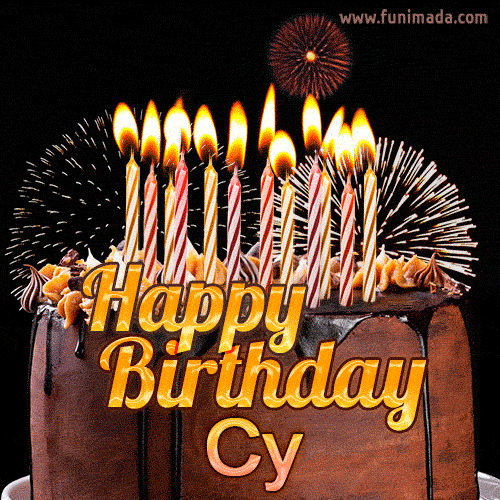 Chocolate Happy Birthday Cake for Cy (GIF)