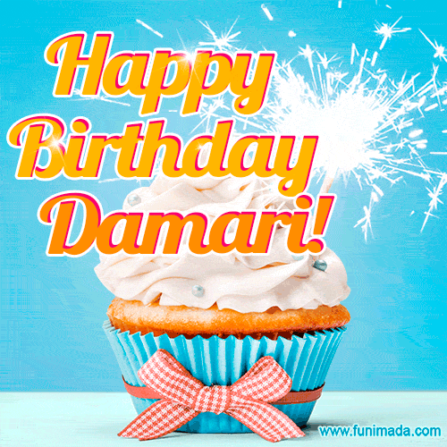 Happy Birthday, Damari! Elegant cupcake with a sparkler.
