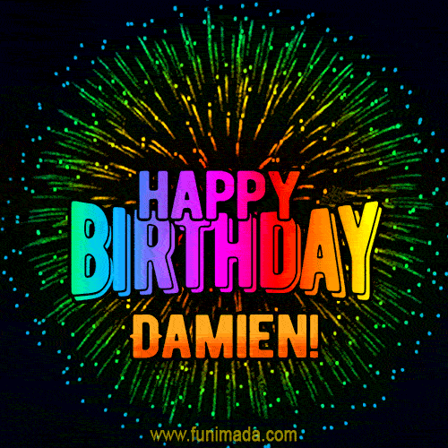 New Bursting with Colors Happy Birthday Damien GIF and Video with Music