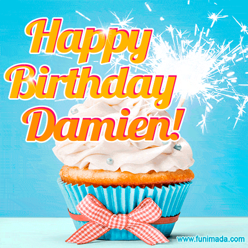 Happy Birthday, Damien! Elegant cupcake with a sparkler.