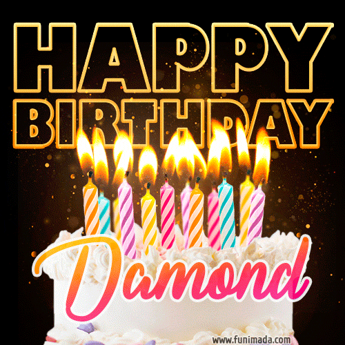 Damond - Animated Happy Birthday Cake GIF for WhatsApp