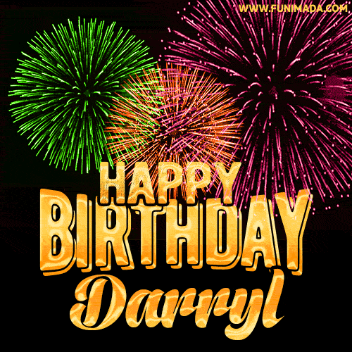 Wishing You A Happy Birthday, Darryl! Best fireworks GIF animated greeting card.