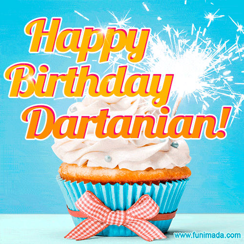 Happy Birthday, Dartanian! Elegant cupcake with a sparkler.
