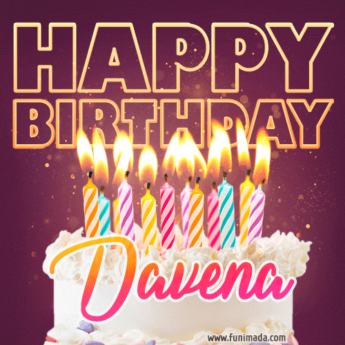 Davena - Animated Happy Birthday Cake GIF Image for WhatsApp