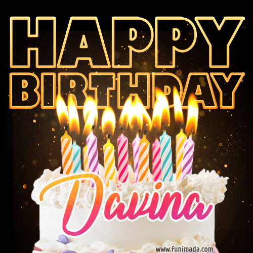 Davina - Animated Happy Birthday Cake GIF Image for WhatsApp