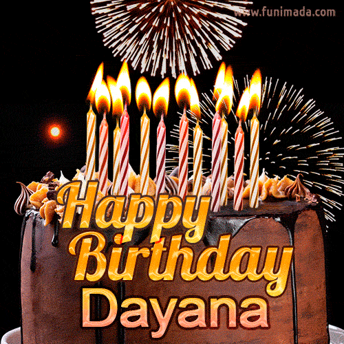 Chocolate Happy Birthday Cake for Dayana (GIF)