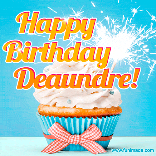 Happy Birthday, Deaundre! Elegant cupcake with a sparkler.