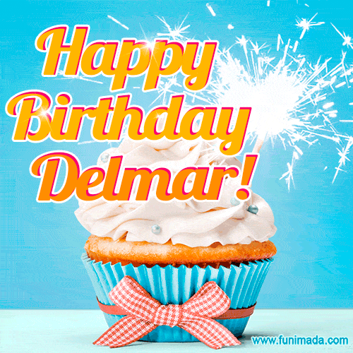 Happy Birthday, Delmar! Elegant cupcake with a sparkler.