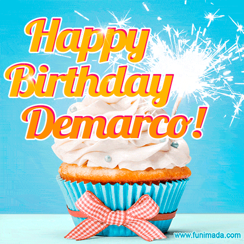Happy Birthday, Demarco! Elegant cupcake with a sparkler.