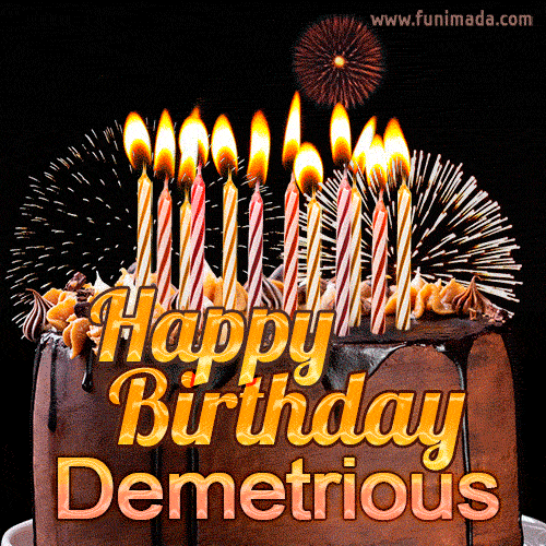 Chocolate Happy Birthday Cake for Demetrious (GIF)
