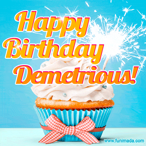 Happy Birthday, Demetrious! Elegant cupcake with a sparkler.