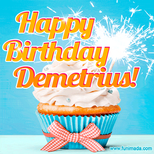 Happy Birthday, Demetrius! Elegant cupcake with a sparkler.