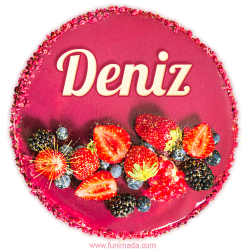 Happy Birthday Cake with Name Deniz - Free Download