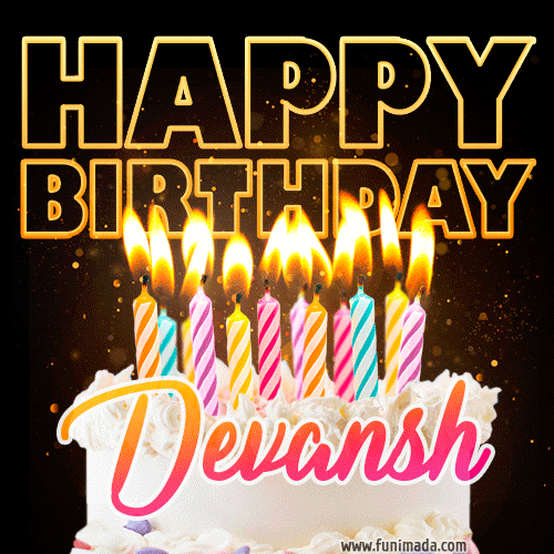 Devansh - Animated Happy Birthday Cake GIF for WhatsApp