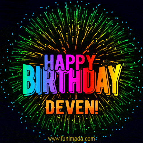 New Bursting with Colors Happy Birthday Deven GIF and Video with Music