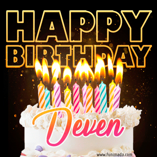 Deven - Animated Happy Birthday Cake GIF for WhatsApp
