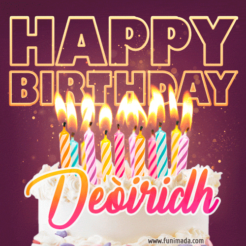 Deòiridh - Animated Happy Birthday Cake GIF Image for WhatsApp