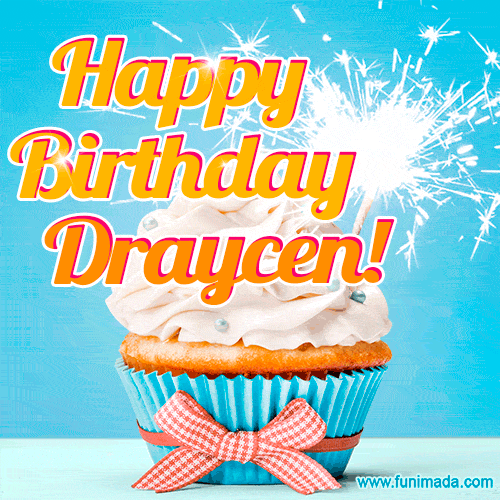 Happy Birthday, Draycen! Elegant cupcake with a sparkler.