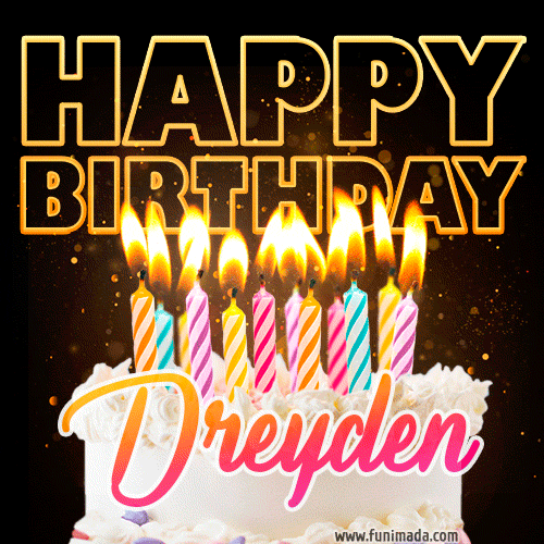 Dreyden - Animated Happy Birthday Cake GIF for WhatsApp