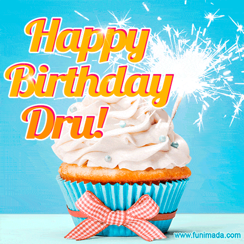 Happy Birthday, Dru! Elegant cupcake with a sparkler.