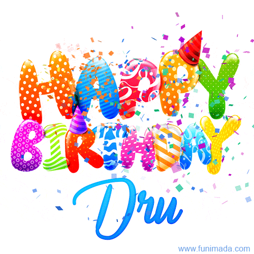 Happy Birthday Dru - Creative Personalized GIF With Name