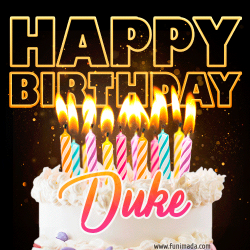 Duke - Animated Happy Birthday Cake GIF for WhatsApp