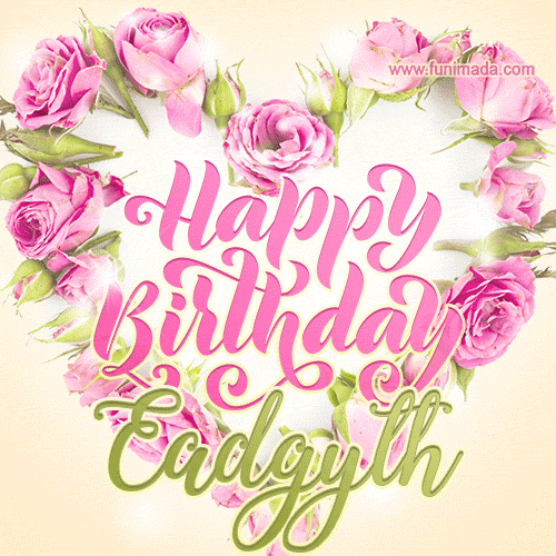 Pink rose heart shaped bouquet - Happy Birthday Card for Eadgyth