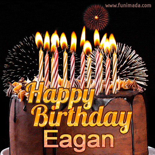 Chocolate Happy Birthday Cake for Eagan (GIF)