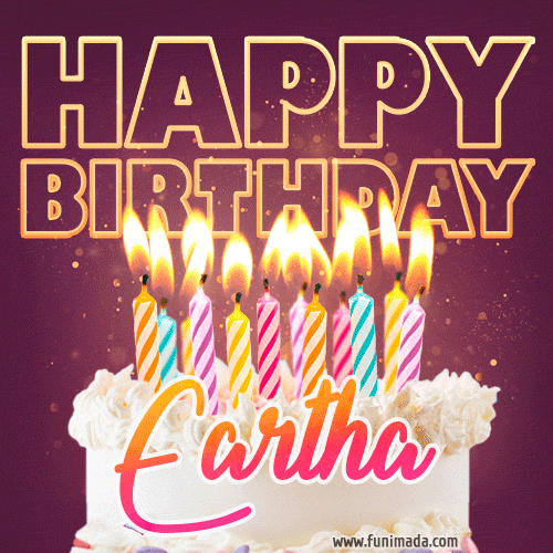 Eartha - Animated Happy Birthday Cake GIF Image for WhatsApp