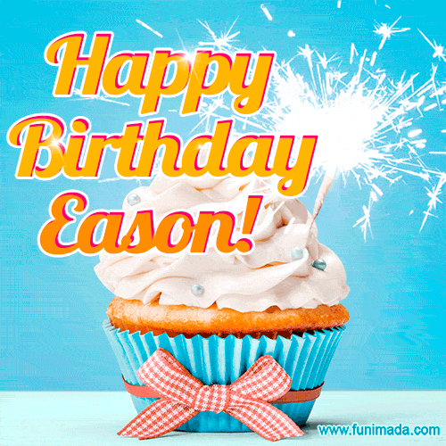 Happy Birthday, Eason! Elegant cupcake with a sparkler.